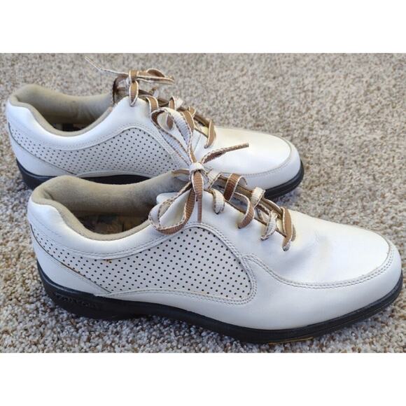 FootJoy eComfort Golf Spikes Women's 10M White Vented Leather - Picture 2 of 11
